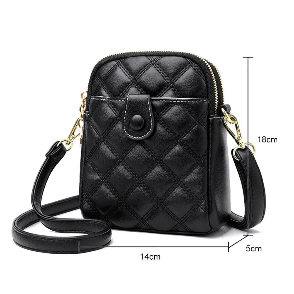 Casual Messenger Bag Quilted Rhombus Crossbody Small Portable Solid