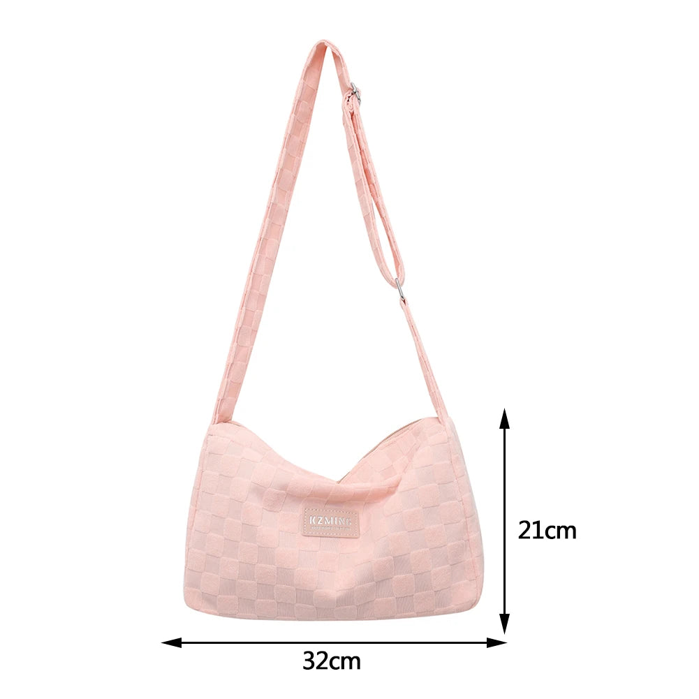 Plaid Crossbody Hand Bag Messenger Bag Zipper Daily Travel Shopper Purse