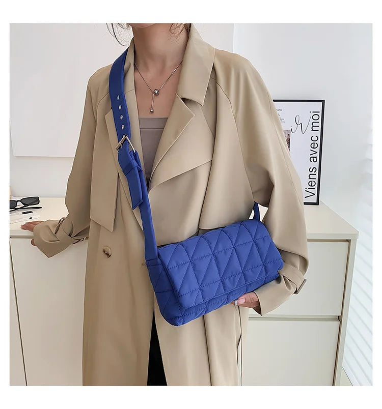 Women's Casual Shoulder Bag Diamond Pattern Solid Crossbody Bag