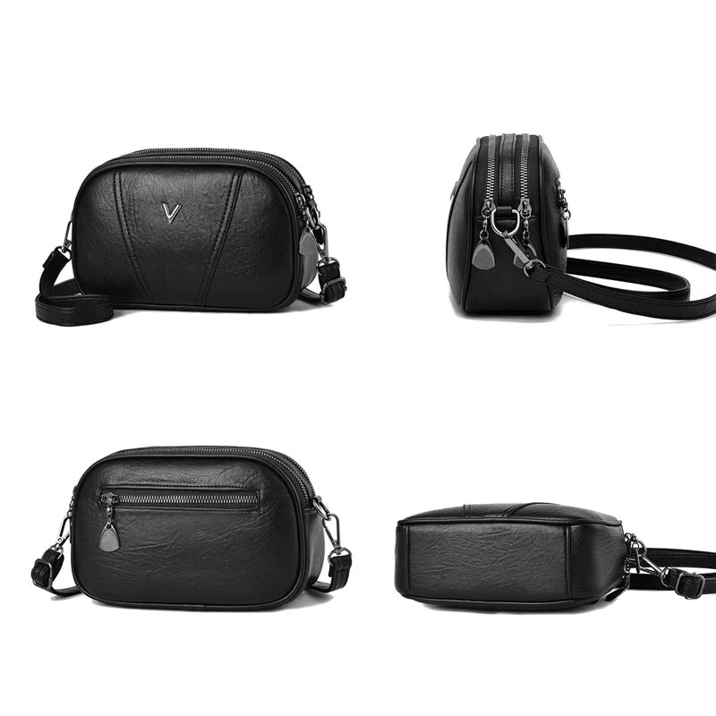 Casual Small Shoulder Bag Solid PU Leather Crossbody Packet Handbag