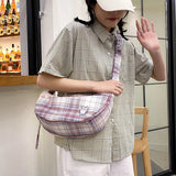 Casual Women Shoulder Messenger Bags Large Capacity Nylon Plaid Totes