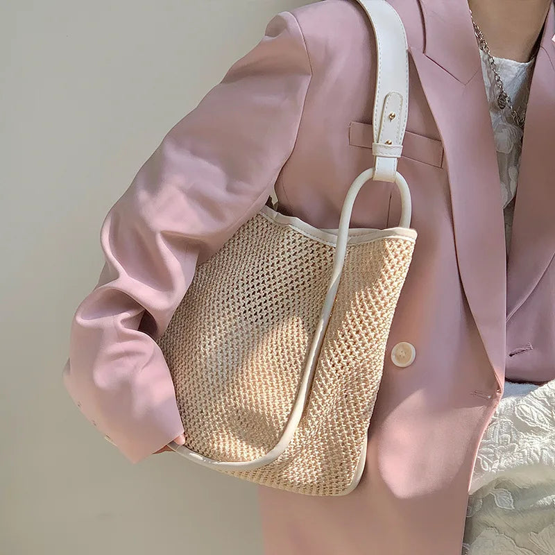 Large Capcity Rattan Shoulder Bag for Women