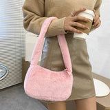 Women Soft Plush Hobos Shoulder Bags Winter Furry Ladies Clutch Purse
