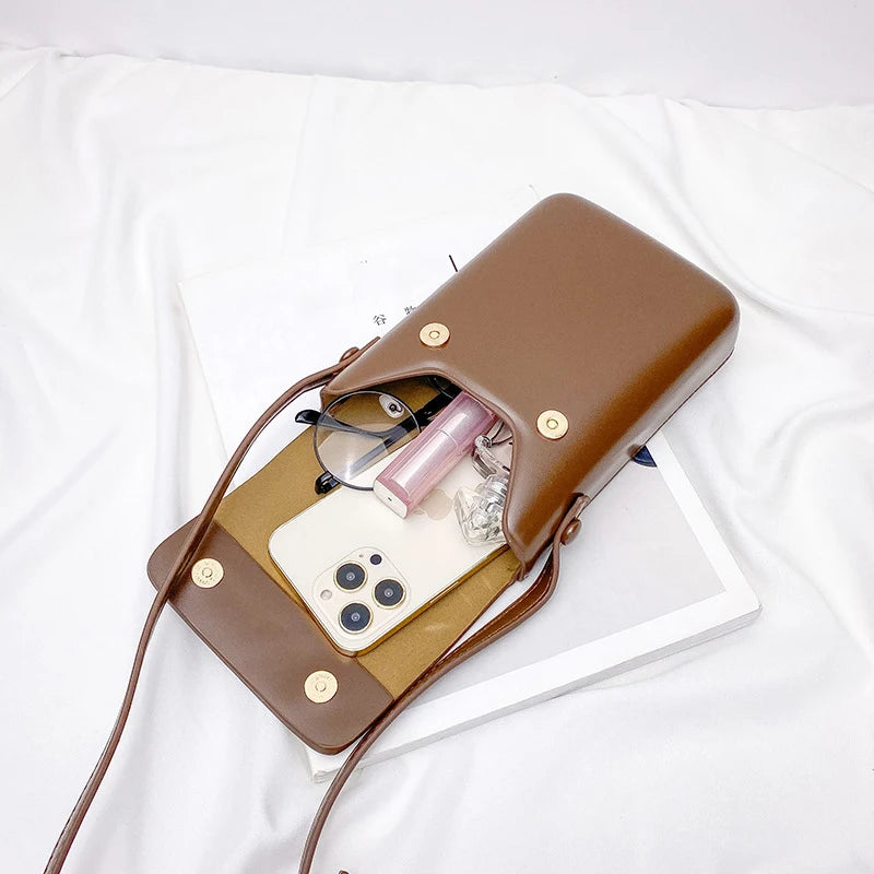 Solid Small Cellphone Crossbody Bag Casual Mini Shoulder Bag
