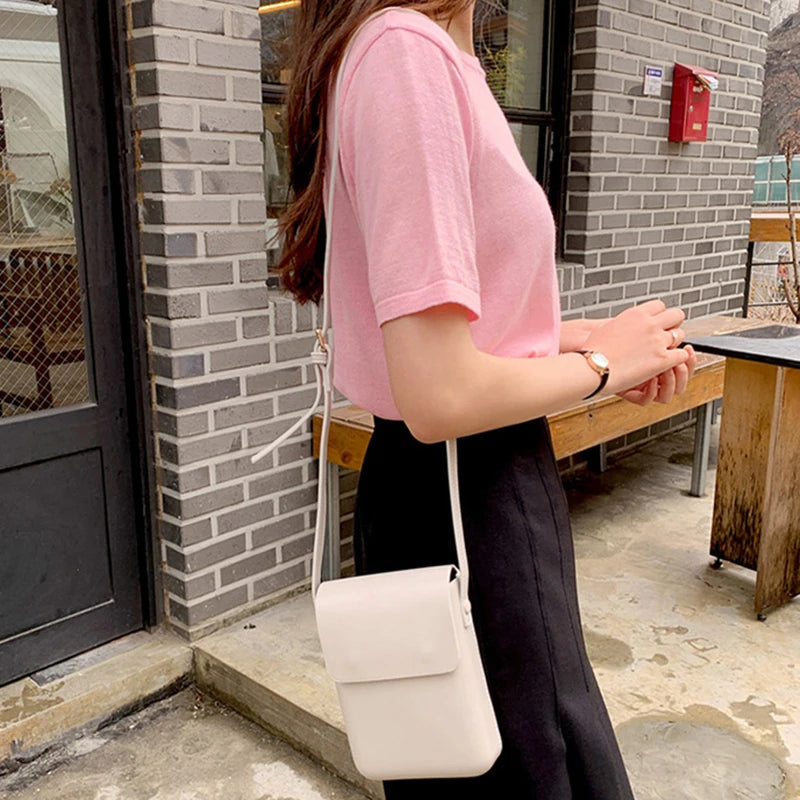 Solid Small Cellphone Crossbody Bag Casual Mini Shoulder Bag