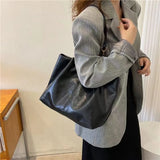 Soft PU Totes Bag For Women Large Capacity Handbags Solid Shopper
