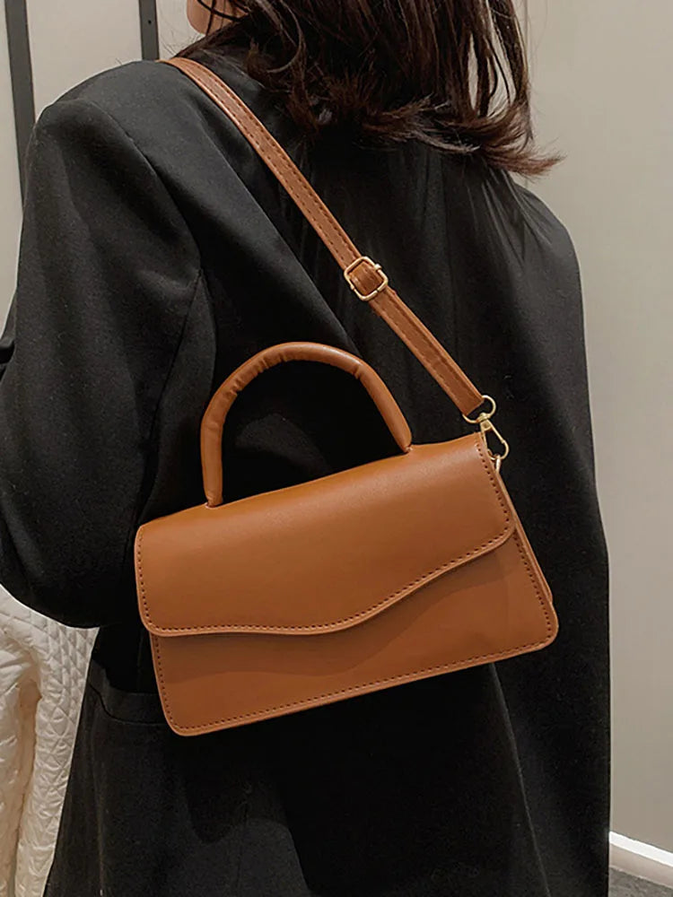 Women's Top Handle Handbag Solid PU Leather Shoulder Bag