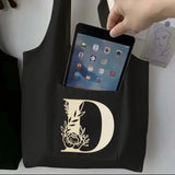 Cartoon Print Canvas Tote Bag Reusable Handbag Shoulder Bag