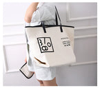 Canvas Shoulder Bag Student Tote Handbag Letter Printing