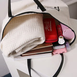 Canvas Shoulder Bag Student Tote Handbag Letter Printing
