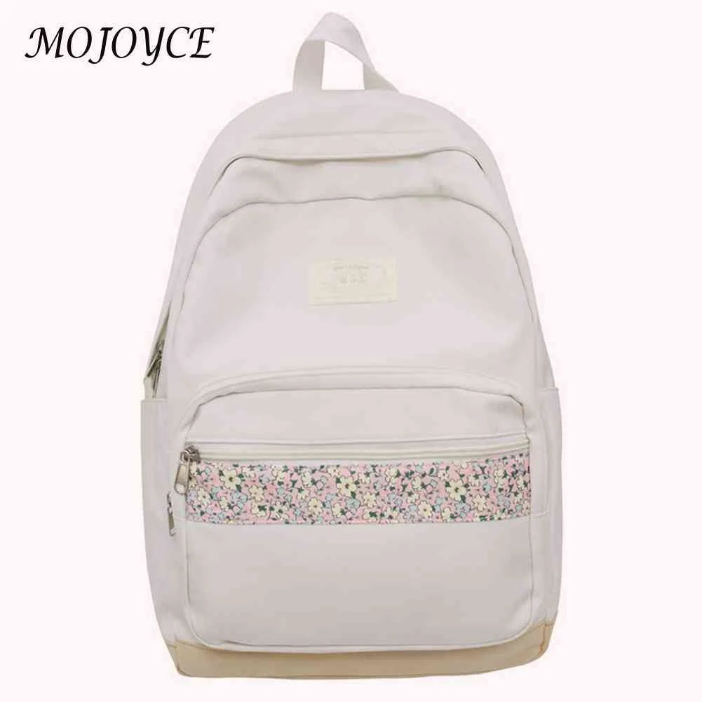 Floral Prints Laptop Bookbag Zipper Shoulder Rucksack for Teens