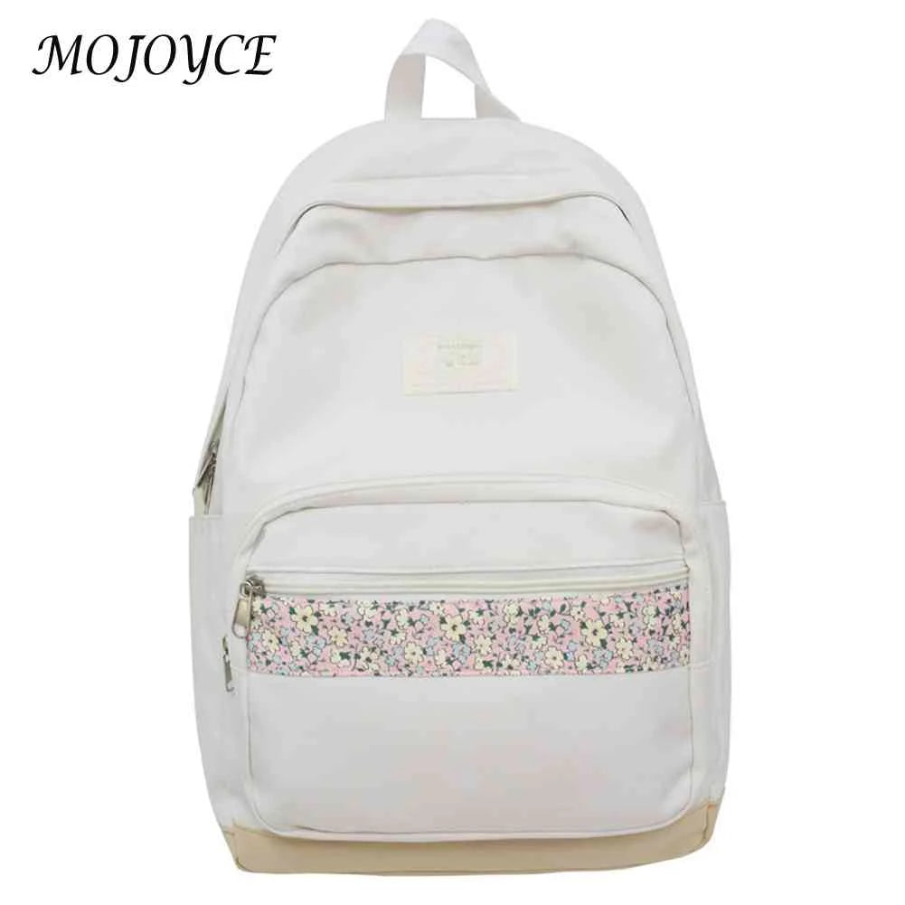 Floral Prints Laptop Bookbag Zipper Shoulder Rucksack for Teens