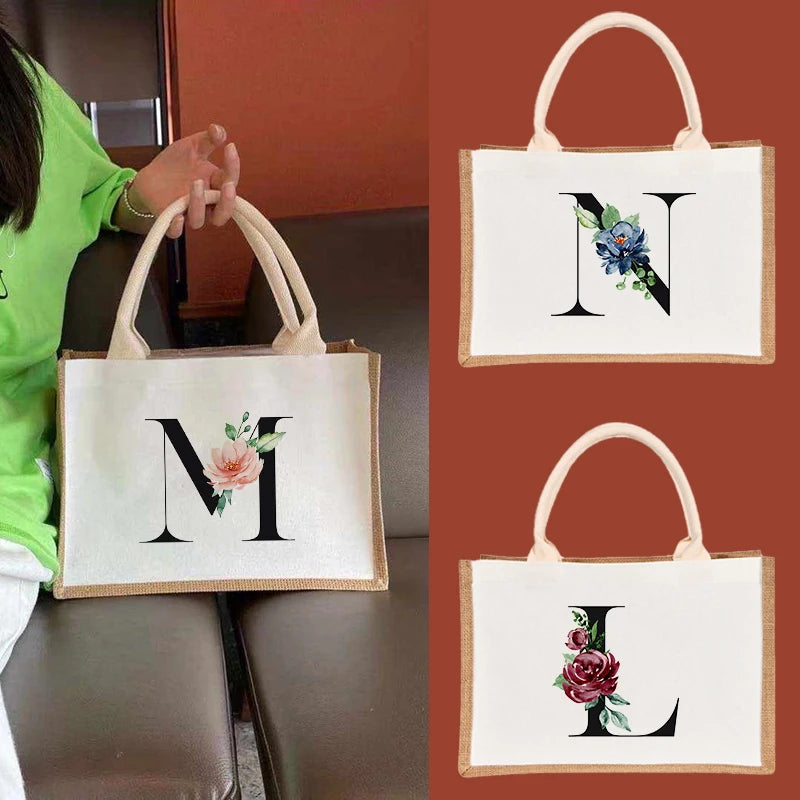 Burlap Tote Bag Wedding Favors Bridesmaid Gift Jute Beach Bag