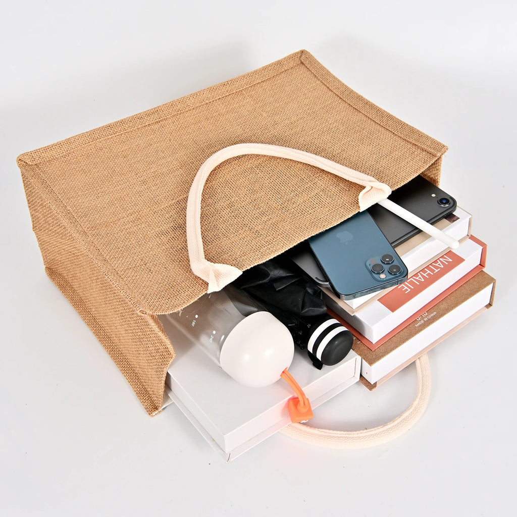 Burlap Tote Bag Wedding Favors Bridesmaid Gift Jute Beach Bag