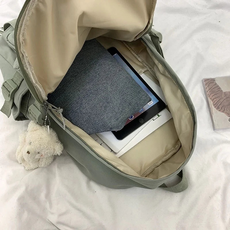 Youth Solid Shoulder Bags Portable Travel Bag School Bag For Teenagers