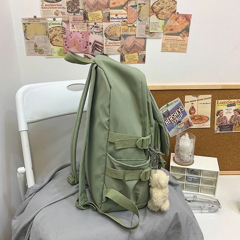 Youth Solid Shoulder Bags Portable Travel Bag School Bag For Teenagers