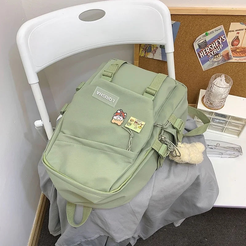 Youth Solid Shoulder Bags Portable Travel Bag School Bag For Teenagers