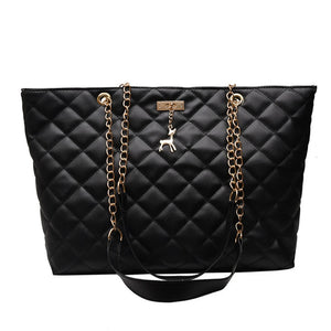 Quilted Retro Shoulder Bag Large-Capacity Tote Bag