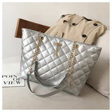 Quilted Retro Shoulder Bag Large-Capacity Tote Bag