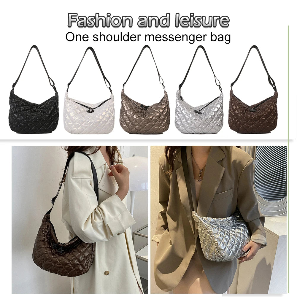 Quilted Shoulder Bag Rhombus Pattern Top-handle Bag