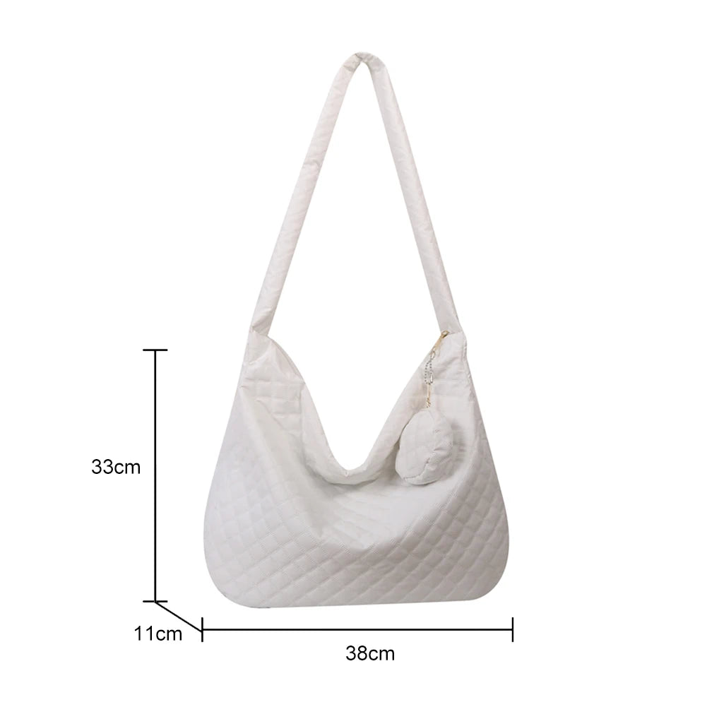 Rhombic Shoulder Handbag Large Capacity with Small Purse for Ladies Girls