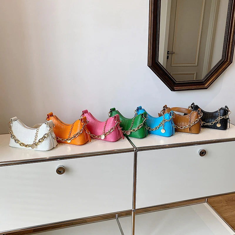 Stylish PU Leather Crossbody Bag Chain Handbag for Women