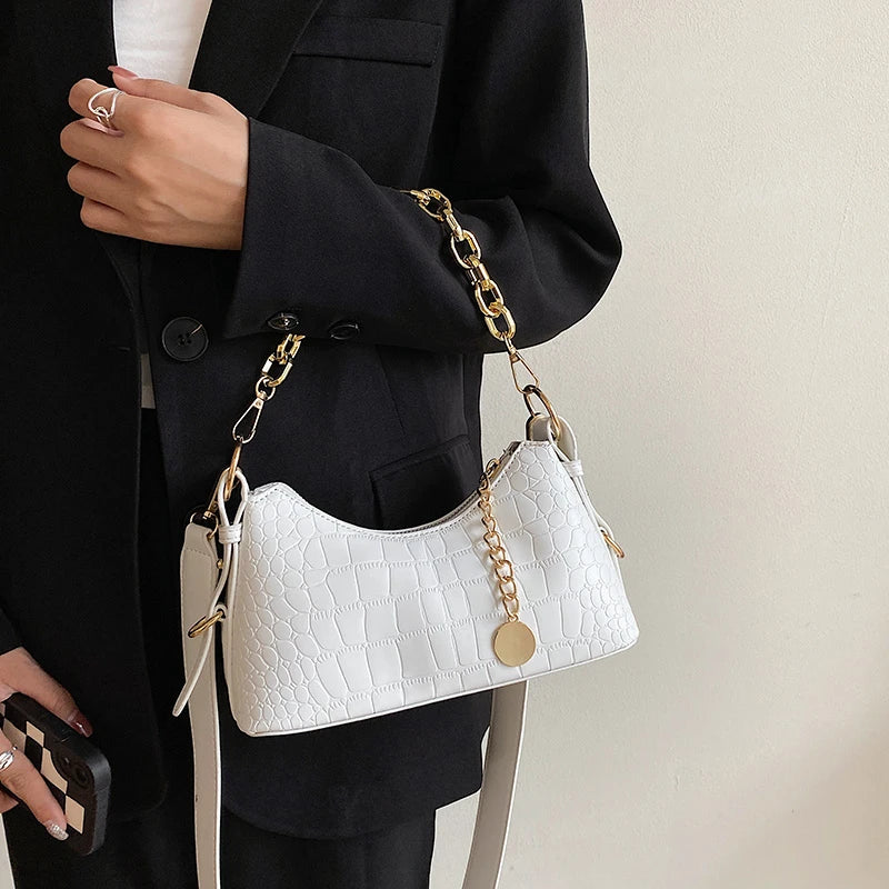 Stylish PU Leather Crossbody Bag Chain Handbag for Women