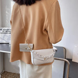 Solid Pu Ladies Chain Small Square Bag Two-In-One Plaid Student