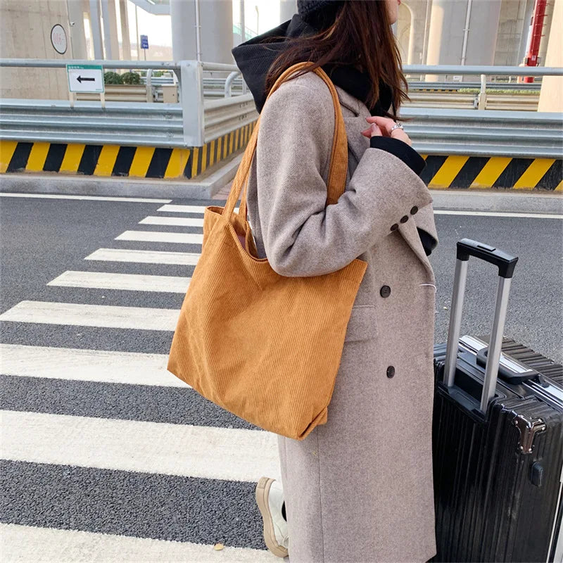 Large Capacity Striped Tote Bag for Women