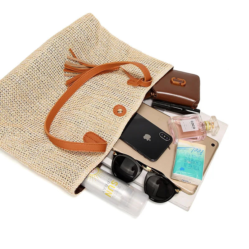 Straw Retro Shoulder Bag Women Handbags Ladies Shopping Beach Bags