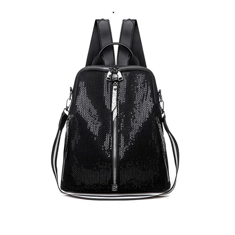 Ladies Backpack Travel Sequins Shoulder Bags College Bag Mochila