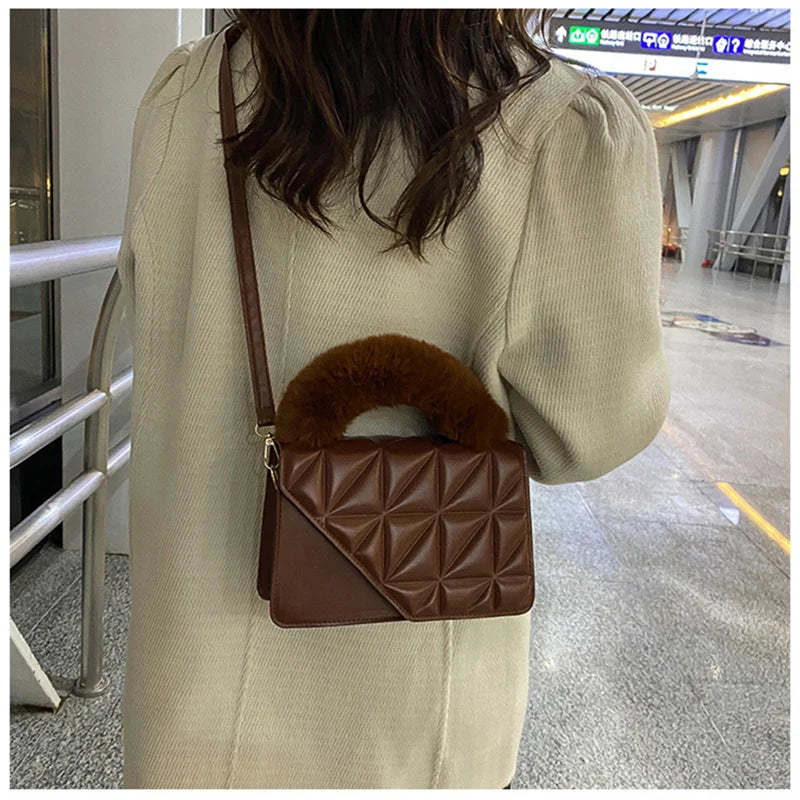 Winter Fur Top-handle Shoulder Bag for Women
