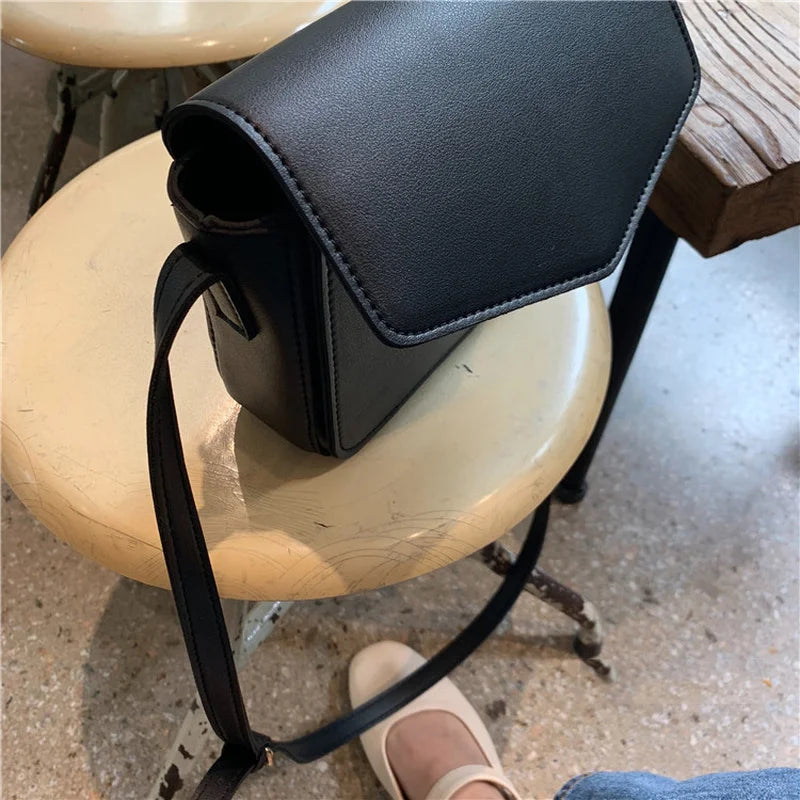 Leather Cross Body Shoulder Bag Women Solid Business Retro Square