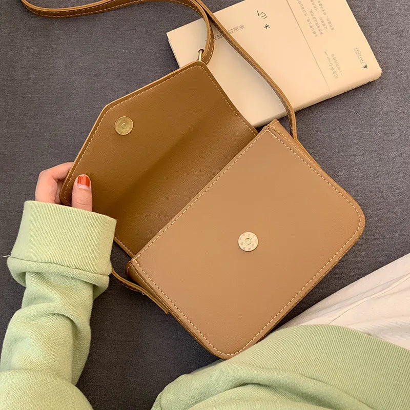 Leather Cross Body Shoulder Bag Women Solid Business Retro Square