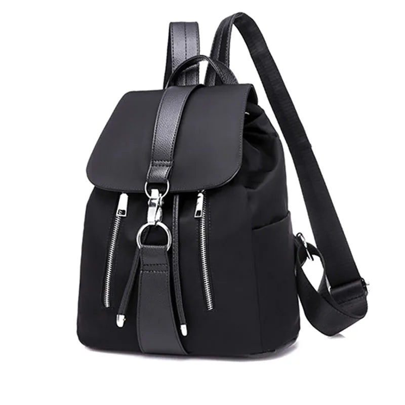 Trendy Solid Nylon Women's Backpack - Large Capacity School Bag