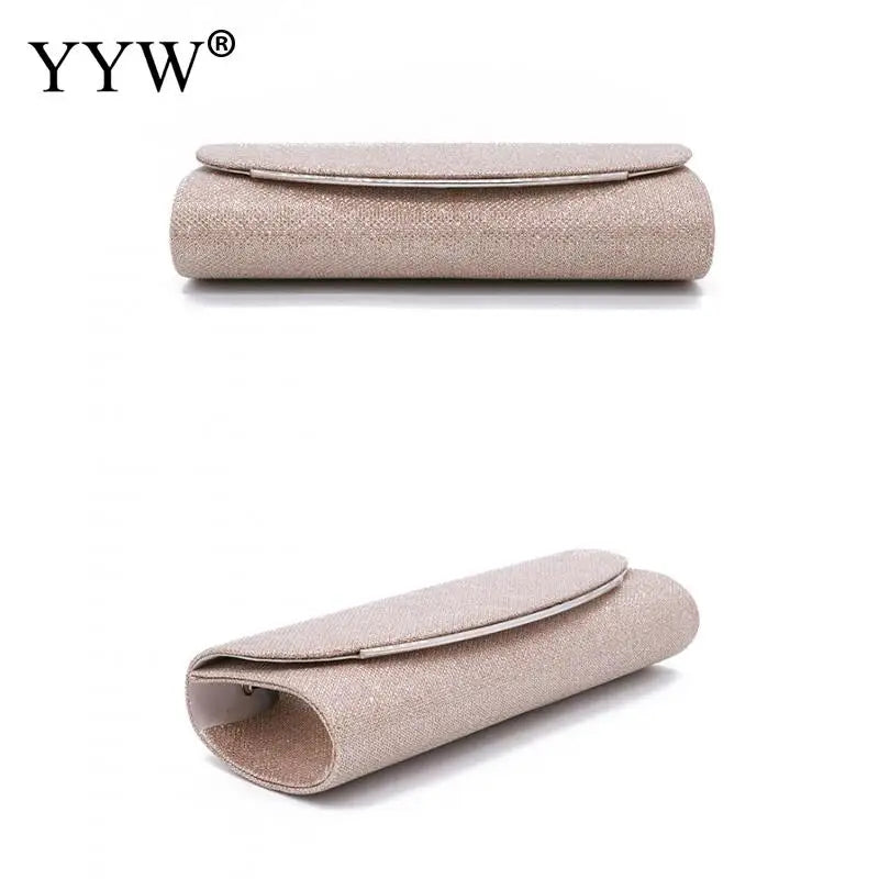 Silver Glitter Evening Bag Clutch Wedding Party Handbag