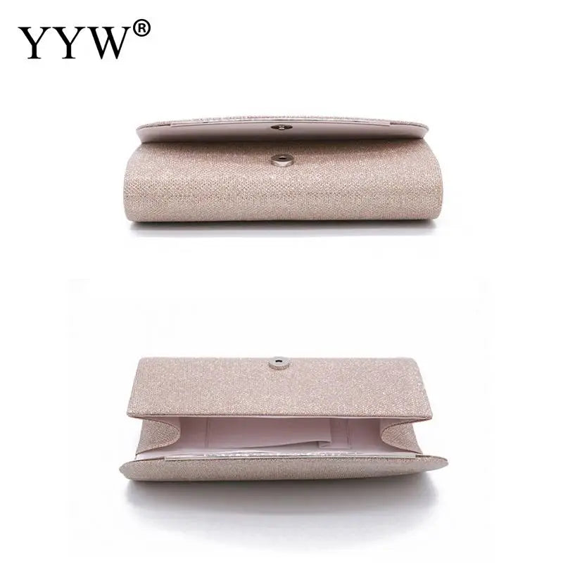 Silver Glitter Evening Bag Clutch Wedding Party Handbag