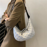 Quilted Rhombus Pattern Shopper Bag for Women Travel Girl Satchel