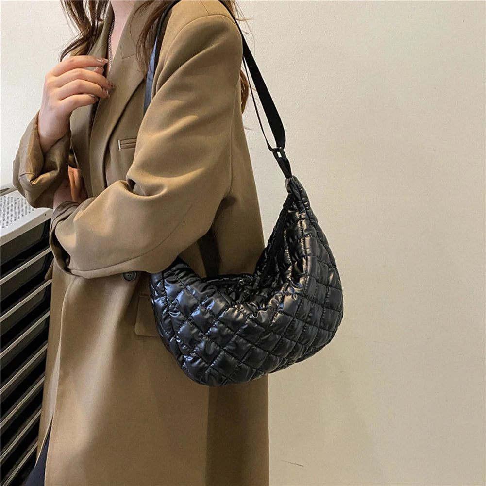 Quilted Rhombus Pattern Shopper Bag for Women Travel Girl Satchel