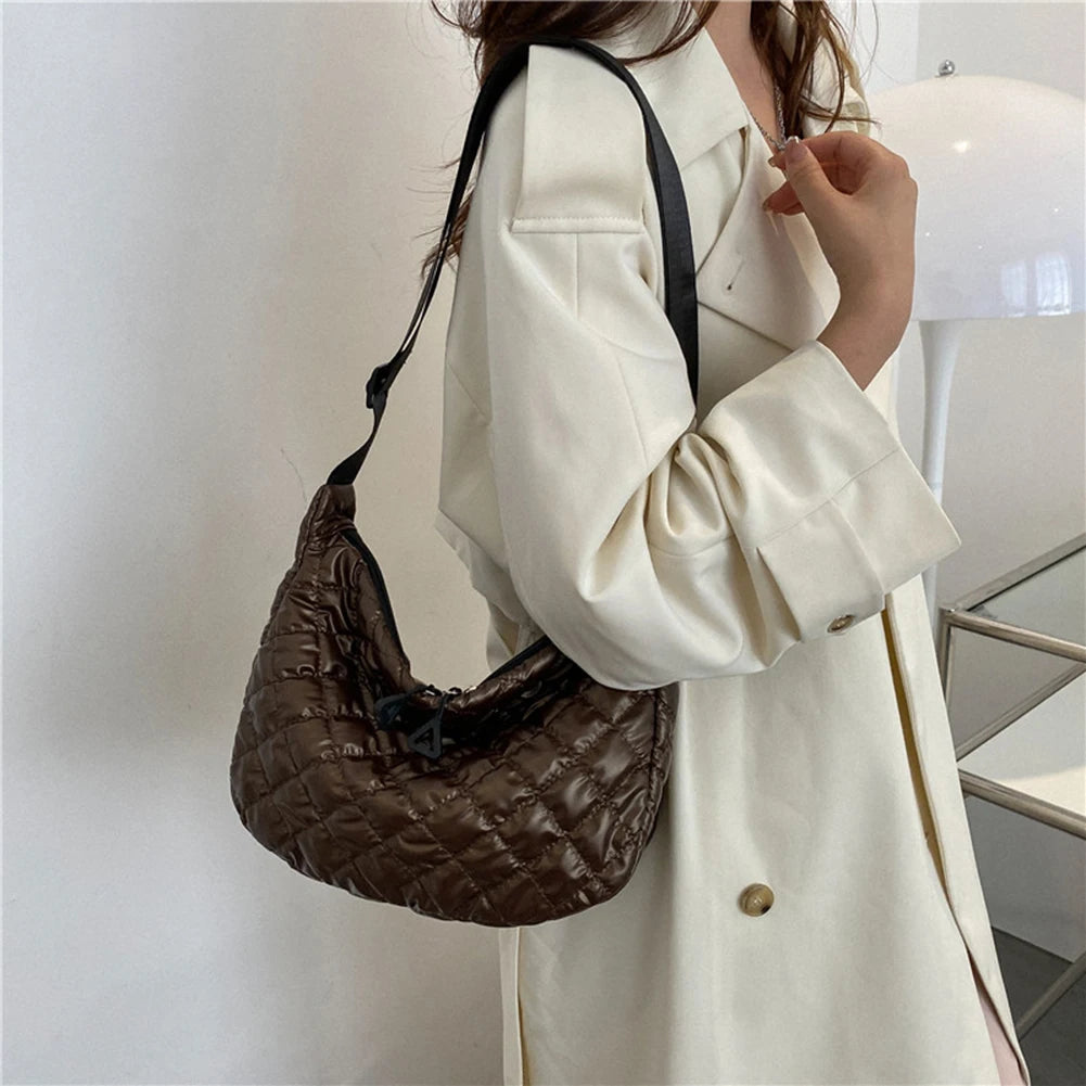 Quilted Rhombus Pattern Shopper Bag for Women Travel Girl Satchel