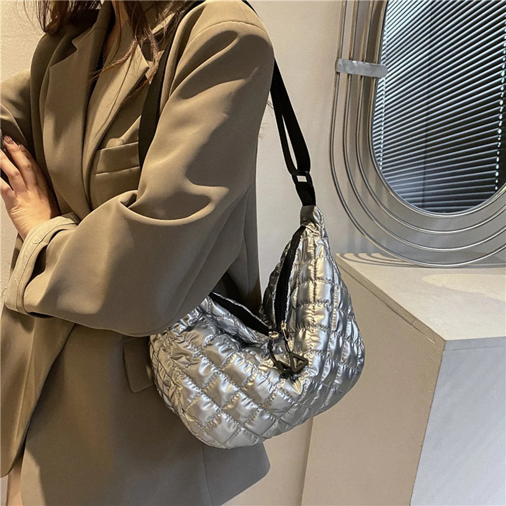 Quilted Rhombus Pattern Shopper Bag for Women Travel Girl Satchel