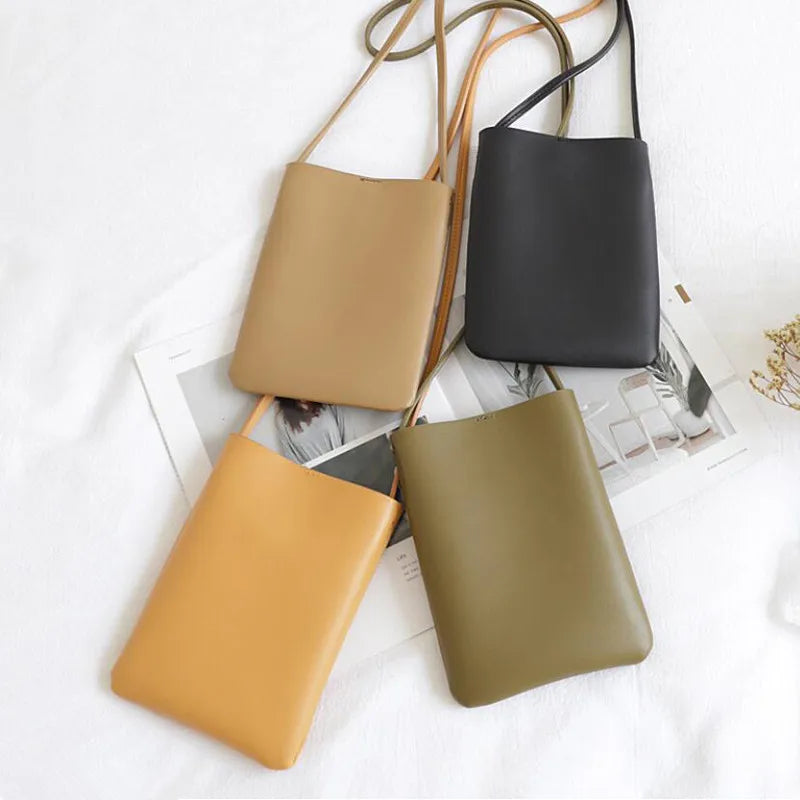 Soft PU Leather Handbags Women Shoulder Bags Lady Thin Satchel