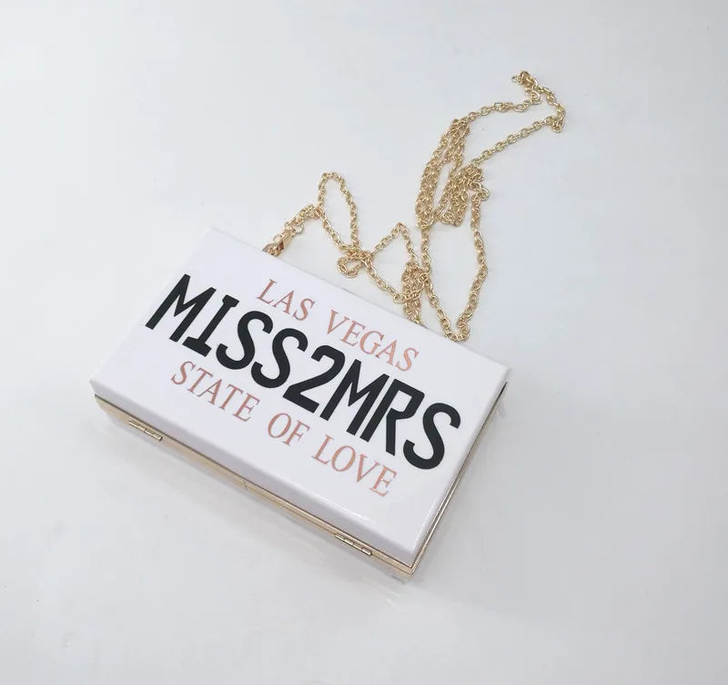 Bride Wedding Acrylic Crossbody Bag miss to mrs Clutch
