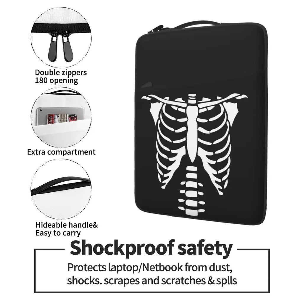 Skeleton Chest Waterproof Laptop Bag 13-15 Inch Protective Briefcase Cover