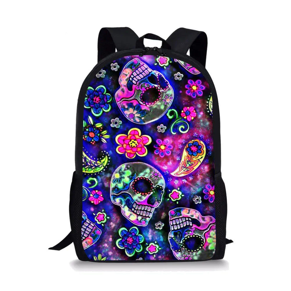 Skeleton Element Printing Pattern School Backpacks Personalized Kids Daypack