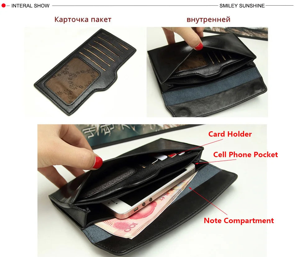 Soft Slim Leather Women Wallet Long Ladies Purse Thin Money Bag