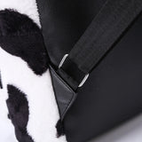 Small Animal Cow Pattern School Bags Soft Plush Winter Fluffy Shoulder Bags