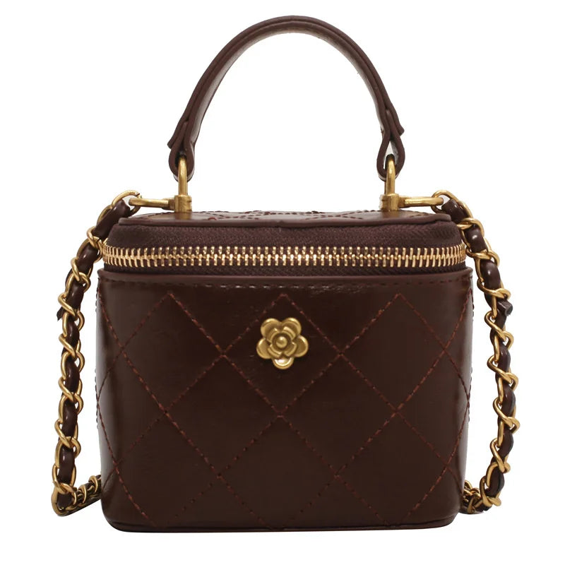 Camellia Shoulder Bucket Bag Mini Quilted Crossbody