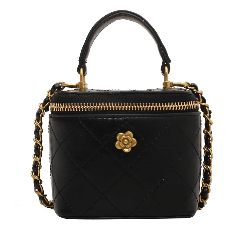 Camellia Shoulder Bucket Bag Mini Quilted Crossbody