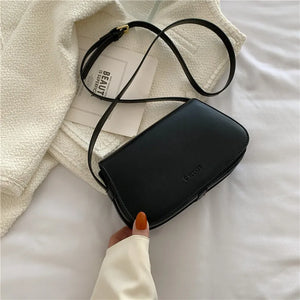 Brown Leather Crossbody Bag for Women Solid Saddle Shoulder Handbag